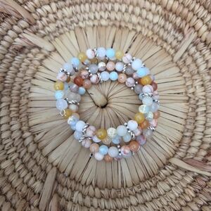 Multicolor Blue Yellow Boho Fairy Beaded Wrap Bracelet Boho Southwestern Artsy